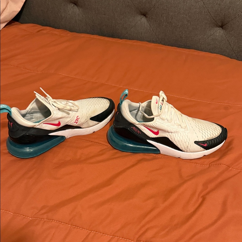 Nike Kids Sneakers - White with Teal & Pink Accents